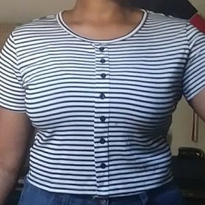 Women's striped crop top t-shirt